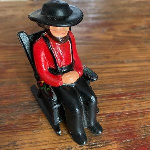 Cast Iron Amish Man in a Rocking Chair Salt & Pepper Shakers